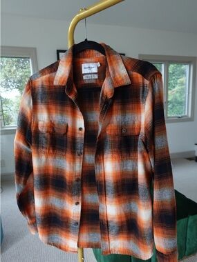 Goodfellow & Co Orange Black Plaid Shirt Jacket